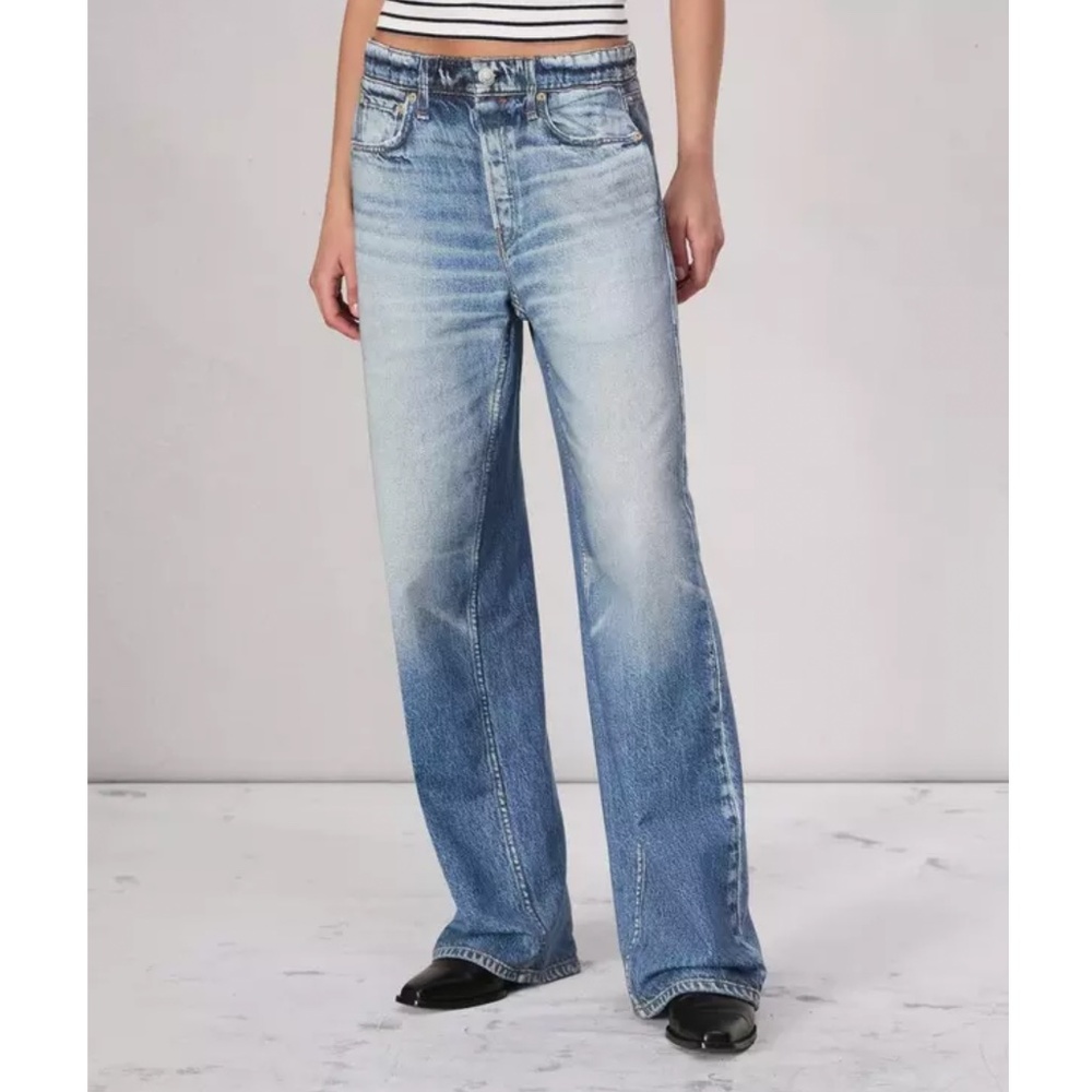 RAG & BONE Miramar Cotton Terry Wide Leg Pants in Noosa Wash - L